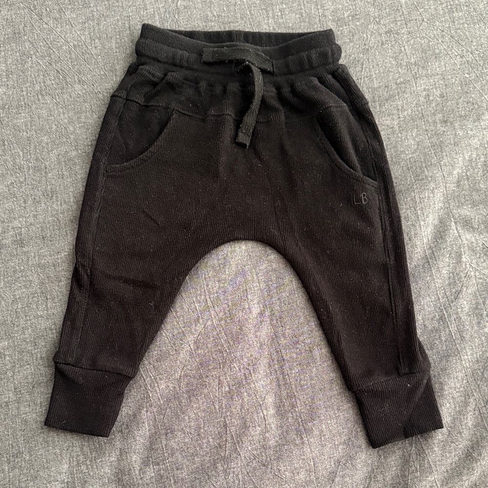 Little Bipsy Black Ribbed Jogger Pants